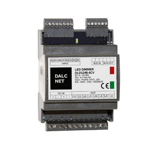 DIN-rail 4-Channel Constant Voltage LED Dimmer with Modbus ~ Model DLD1248-4CV-MODBUS - Wired4Signs USA - Buy LED lighting online
