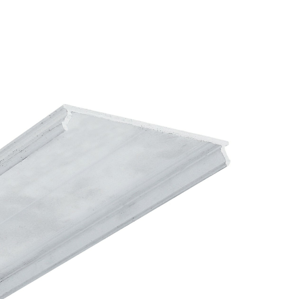 A close-up view of a single LED Channel Cover ~ C8 Click Aluminim, designed for ceiling systems, shown against a plain white background.