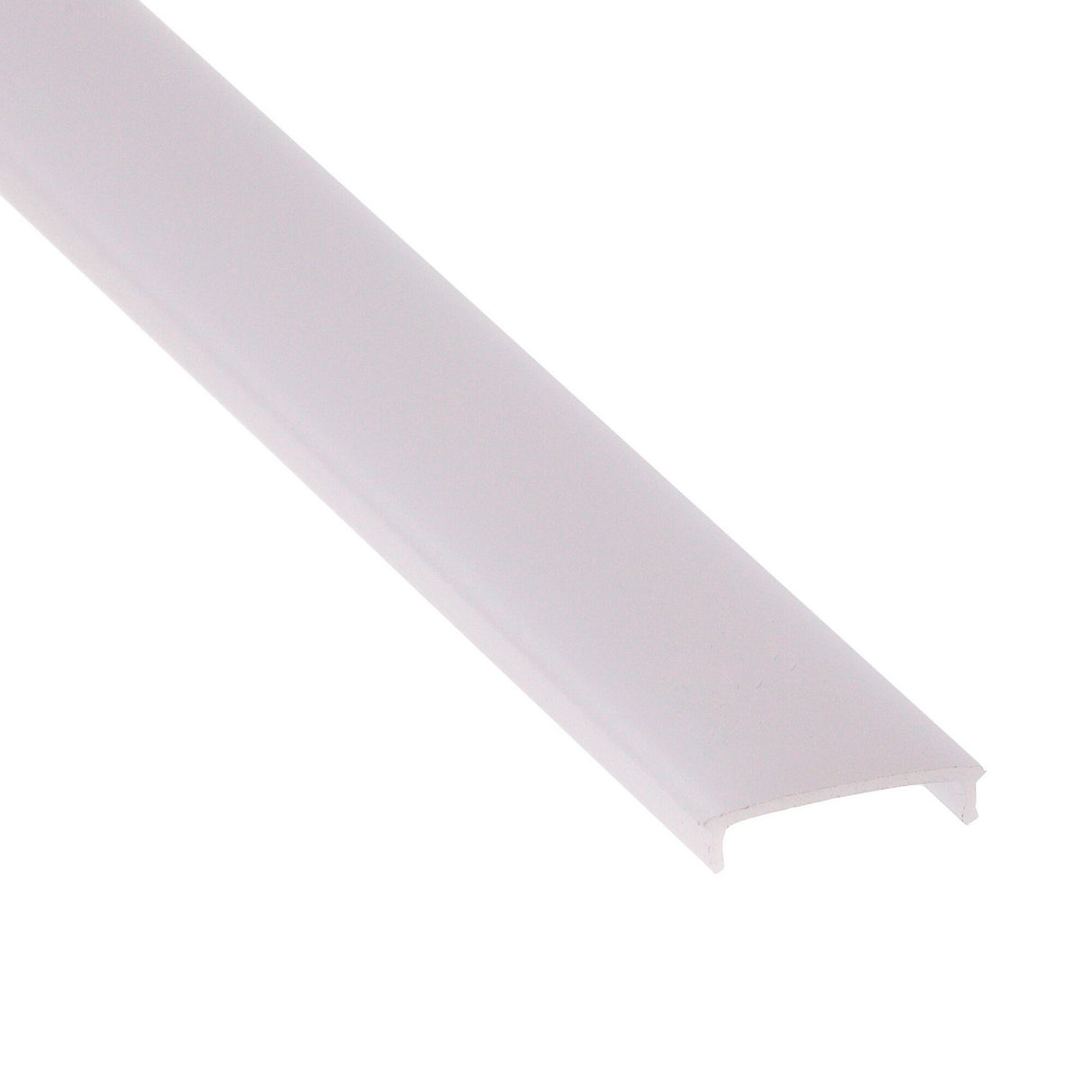 A white, flat, rectangular LED Channel Cover for Montana Profile with a slightly curved polycarbonate design, shown on a white background.