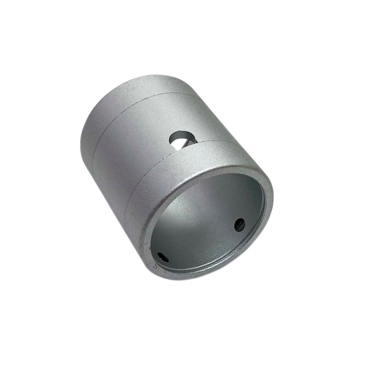 The Metal Joint for Neon 360 Series is a cylindrical, hollow metallic coupler with two small front-edge holes and a larger central side cable outlet, displayed against a white background.