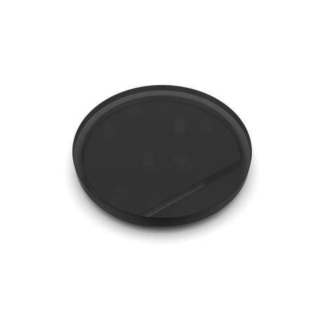A round, black, flat object resembling a coaster or lens cap is shown on a plain white background; it is a Plastic End Cap for Smokies38 Profile.