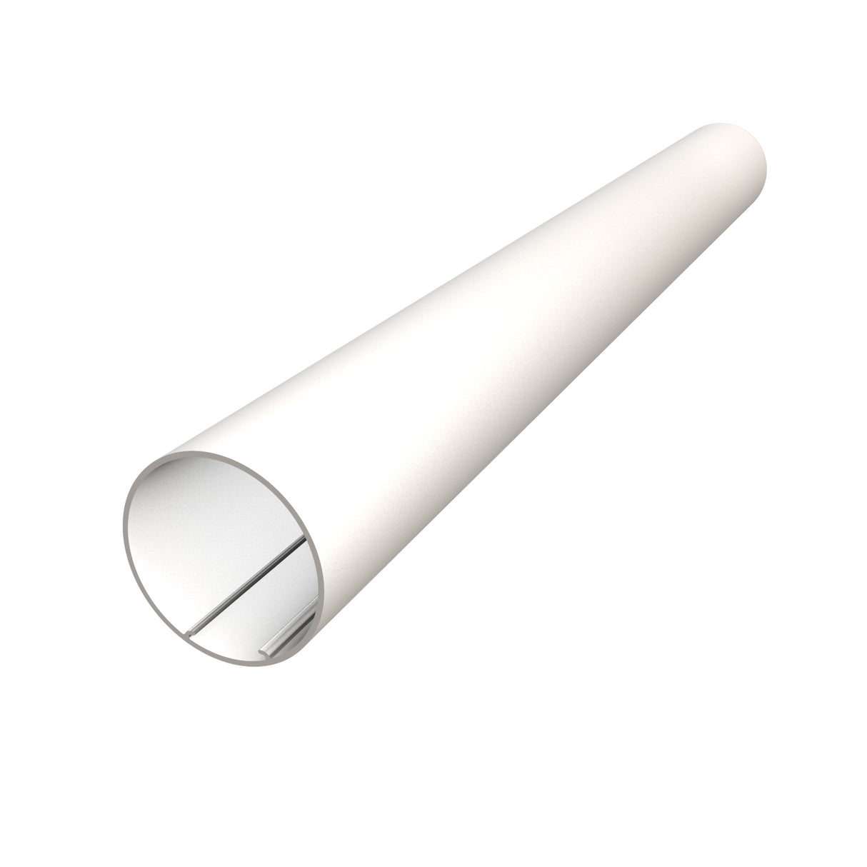 The 2.56 Round Acrylic LED Lighting Tube (Model Smokies65), made from PMMA with a cylindrical white design and slightly reflective interior, is displayed angled against a plain white background, appearing to widen toward the foreground.