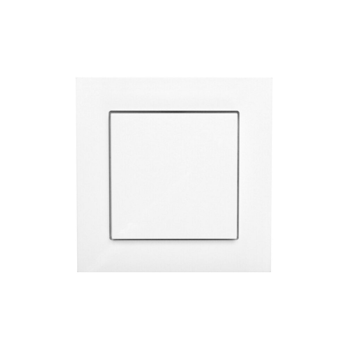 The Battery Free Casambi Wall Switch 55 is a white, modern, square Bluetooth switch with a minimalist design—perfect for seamless integration into your Casambi network.