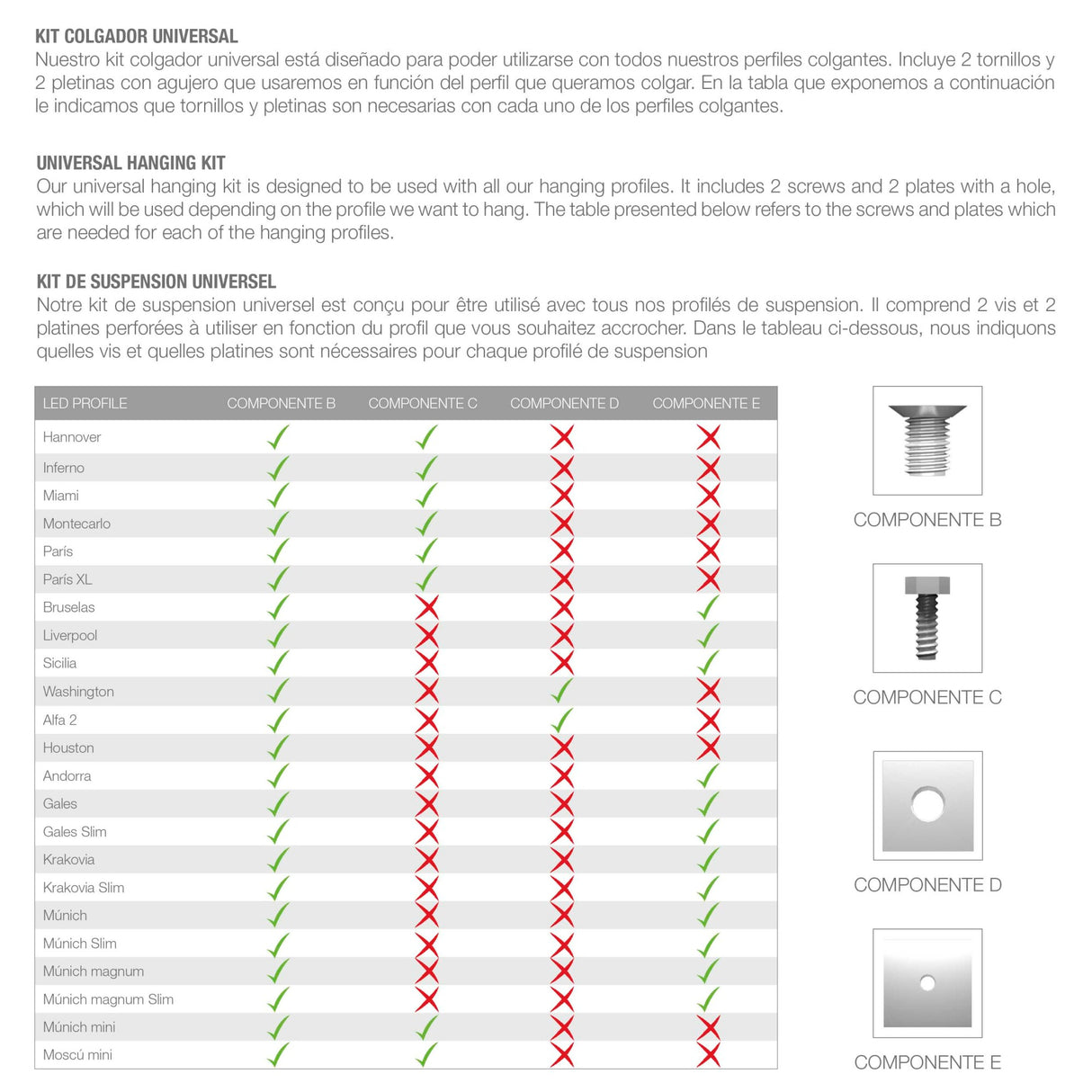 Universal Hanging Kit - Wired4Signs USA - Buy LED lighting online
