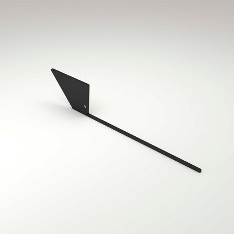 A black metal End Cap for Bonn Profile, with a long thin rod attached perpendicularly to a flat triangular plate, is displayed on a plain white surface.