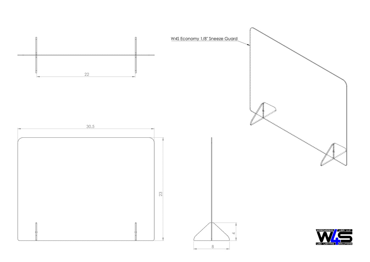 Economy 1/8" Sneeze Guard - Wired4Signs USA - Buy LED lighting online