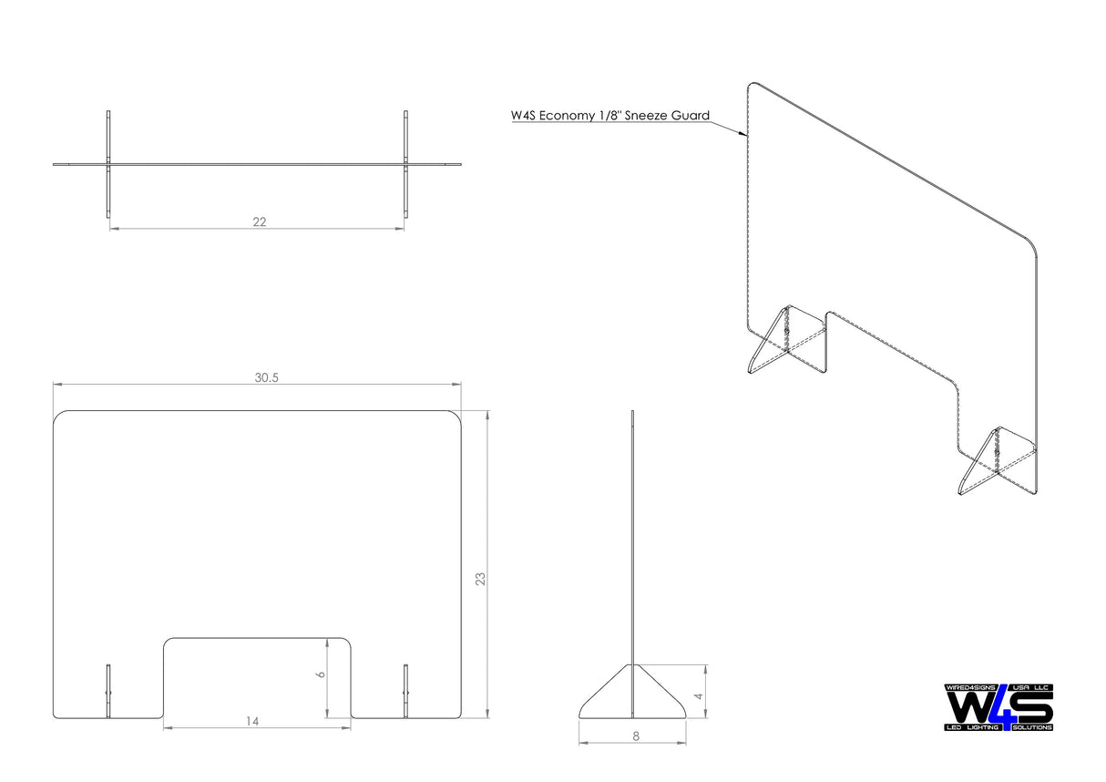 Economy 1/8" Sneeze Guard - Wired4Signs USA - Buy LED lighting online