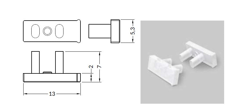 Pair of Opal Endcaps For the Polycarbonate Profile ~ Model Slash8 - Wired4Signs USA - Buy LED lighting online