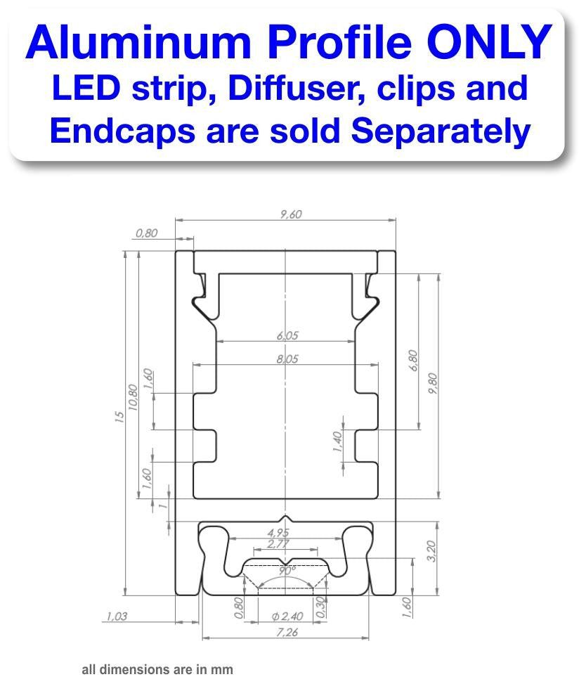 Thin Surface Mount LED Strip Channel ~ Model Alu-Swiss - Wired4Signs USA - Buy LED lighting online