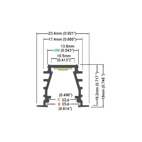 0.39" Recessed LED Channel ~ Model Deep10 - Wired4Signs USA - Buy LED lighting online