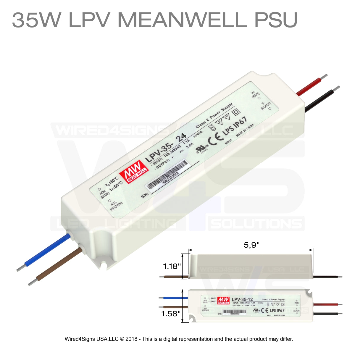 Compact IP67 Waterproof LED Driver ~ Meanwell LPV Series - Wired4Signs USA - Buy LED lighting online