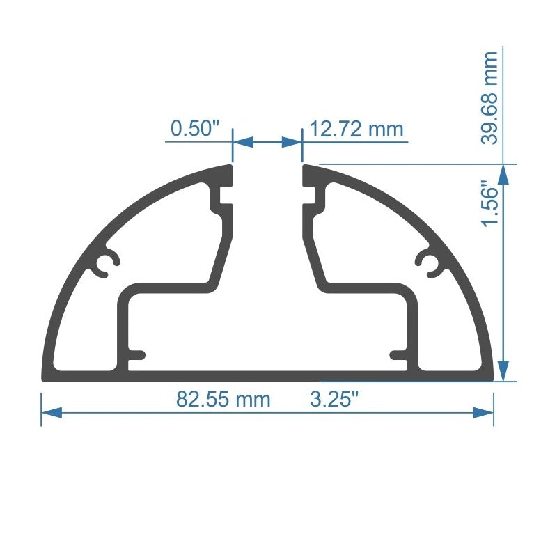 Edge-Lit LED Extrusion for 1/2" Acrylic Signs ~ Model New York Half-Round - Wired4Signs USA - Buy LED lighting online