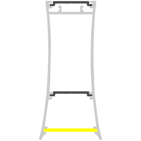 Cross-section diagram of the Complementary Profile for Antonio, Lola and Ricardo Profiles, showing two black horizontal sections near the top center (top cover) and one yellow section at the bottom (light tray).