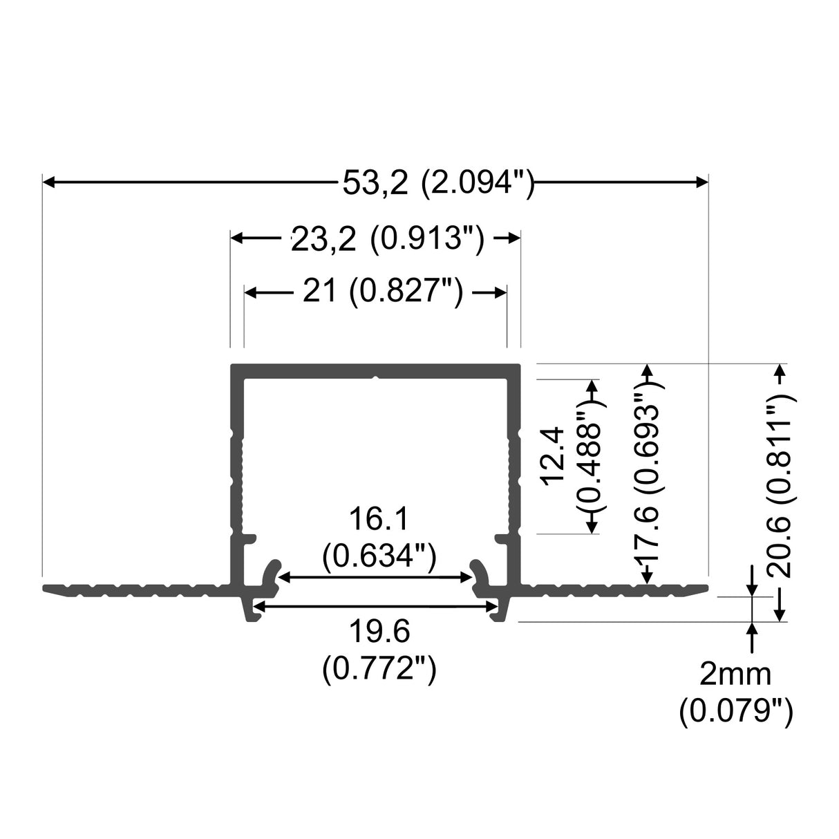 0.9" Plaster-In Linear LED Light Channel ~ Model Linea-In20 Trimless - Wired4Signs USA - Buy LED lighting online - Trimless Linear LED Lighting
