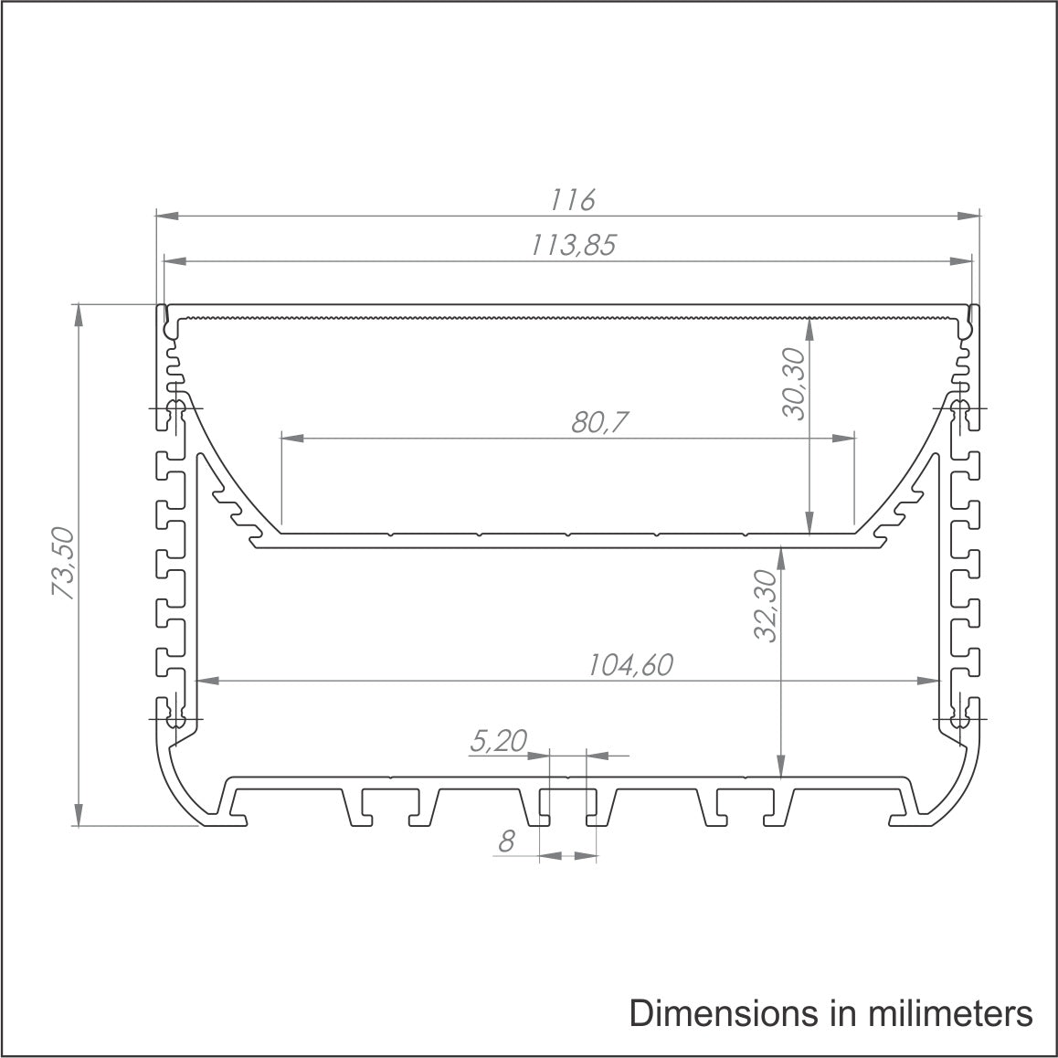 4.45" Surface/Flush or Linear LED suspension Lighting Channel ~ Model PLW116 - Wired4Signs USA - Buy LED lighting online
