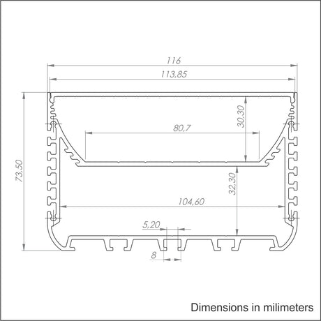 4.45" Surface/Flush or Linear LED suspension Lighting Channel ~ Model PLW116 - Wired4Signs USA - Buy LED lighting online