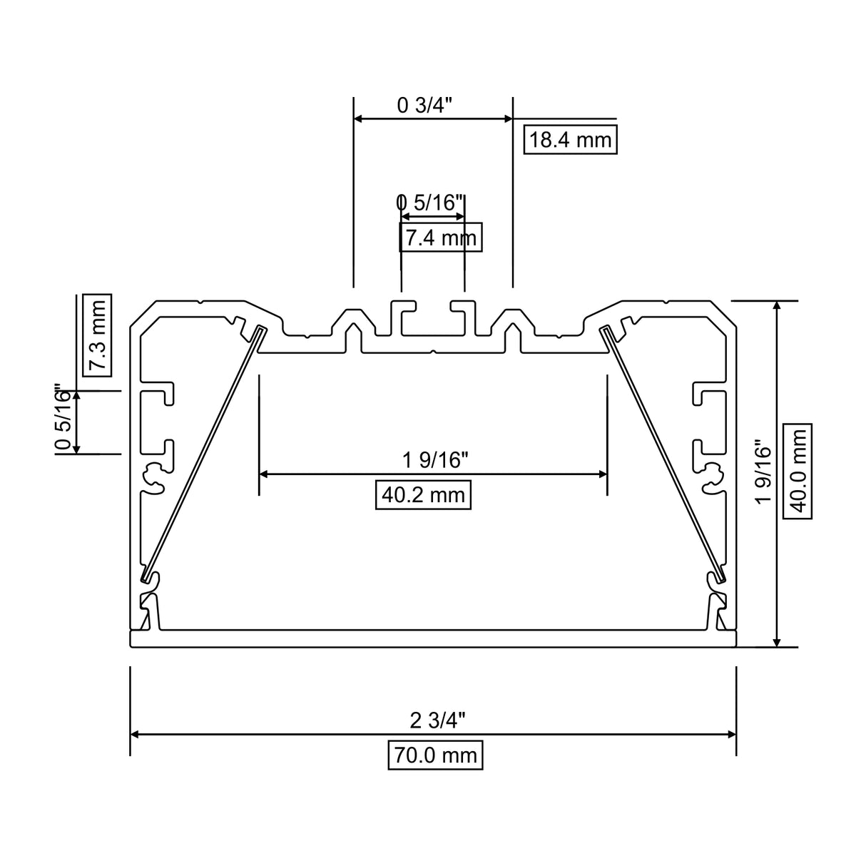 2.76" Large LED Channel ~ Model PLW70FL - Wired4Signs USA - Buy LED lighting online