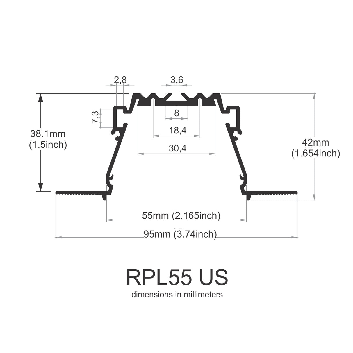 2" Plaster-in Trimless LED Drywall Channel ~ Model RPL55US - Wired4Signs USA - Buy LED lighting online