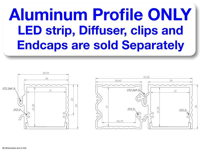 Linear LED Wall Sconce Channel ~ Model PL35S - Wired4Signs USA - Buy LED lighting online