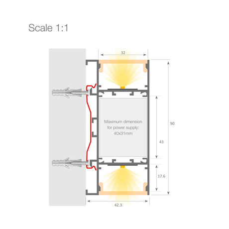 Up & Down Wall Feature Lighting LED Profile ~ Model Washington - Wired4Signs USA - Buy LED lighting online