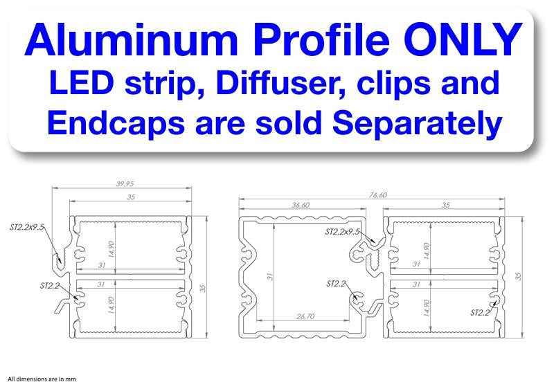 (Discontinued) Double-Sided LED Wall Sconce Channel ~ Model PL35D - Wired4Signs USA - Buy LED lighting online