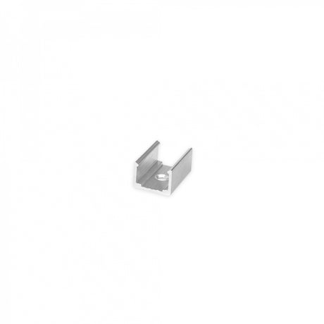 A small, metallic, U-shaped Mounting Clip for Neon Flex Slim Series with a central hole in its base, ideal for securing LED light lines, displayed on a plain white background.