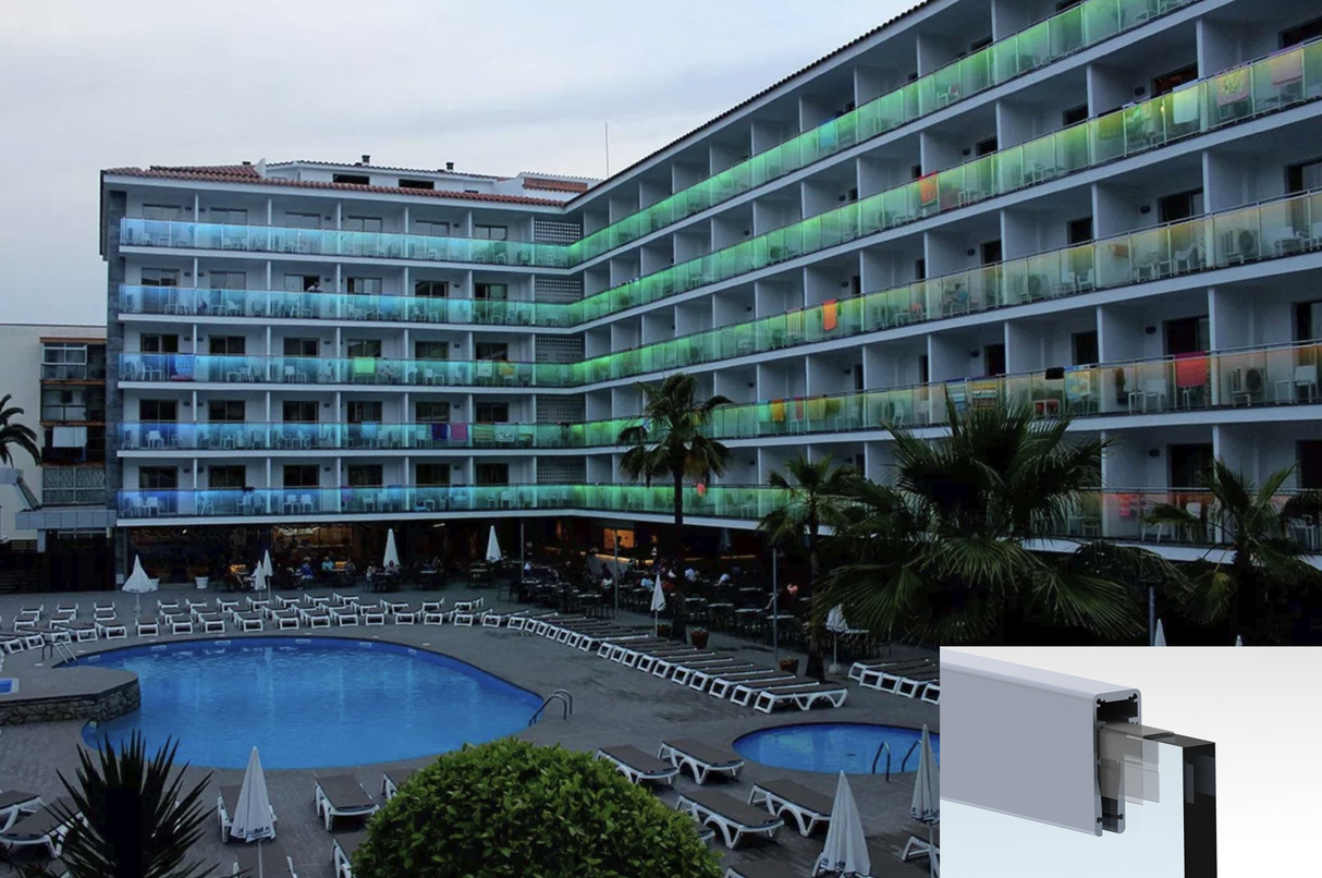 LED Glass Railing Edge-Lit LED Strip Channel ~ Model Alu-Glass - Wired4Signs USA - Buy LED lighting online