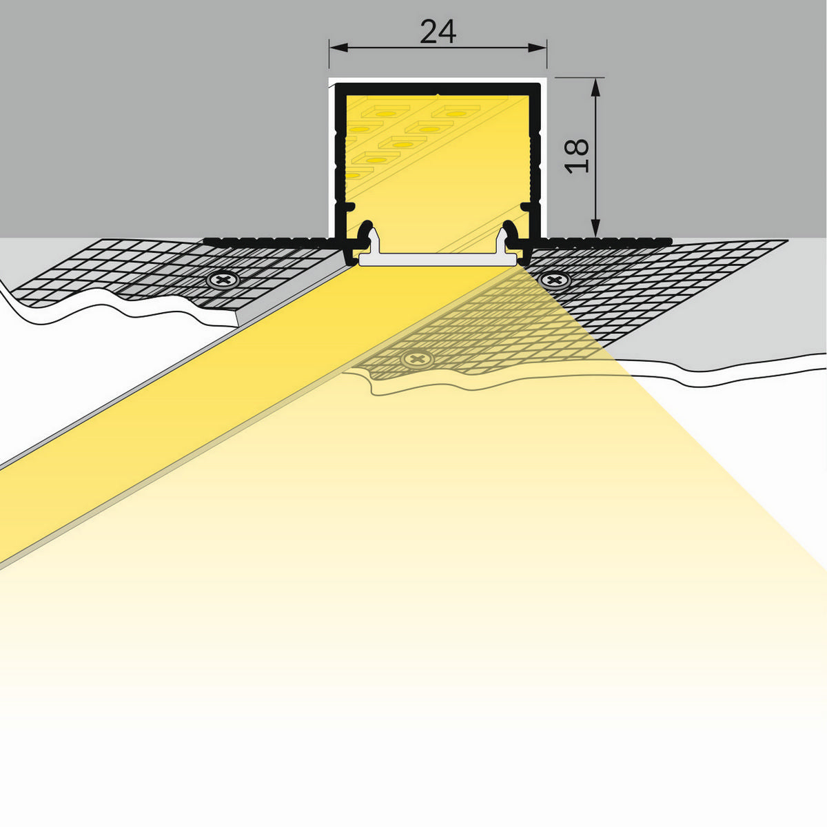 0.9" Plaster-In Linear LED Light Channel ~ Model Linea-In20 Trimless - Wired4Signs USA - Buy LED lighting online - Trimless Linear LED Lighting