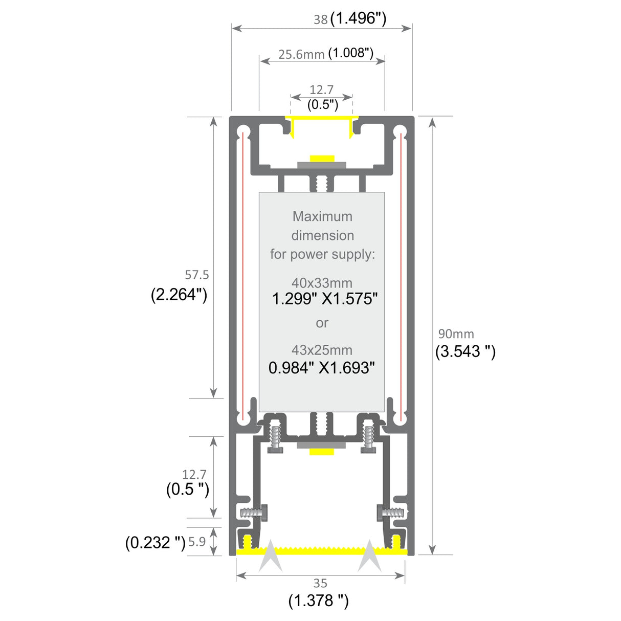 3.5x1.5" Linear Suspension Lighting Channel ~ Model Munich Magnum Slim - Wired4Signs USA - Buy LED lighting online