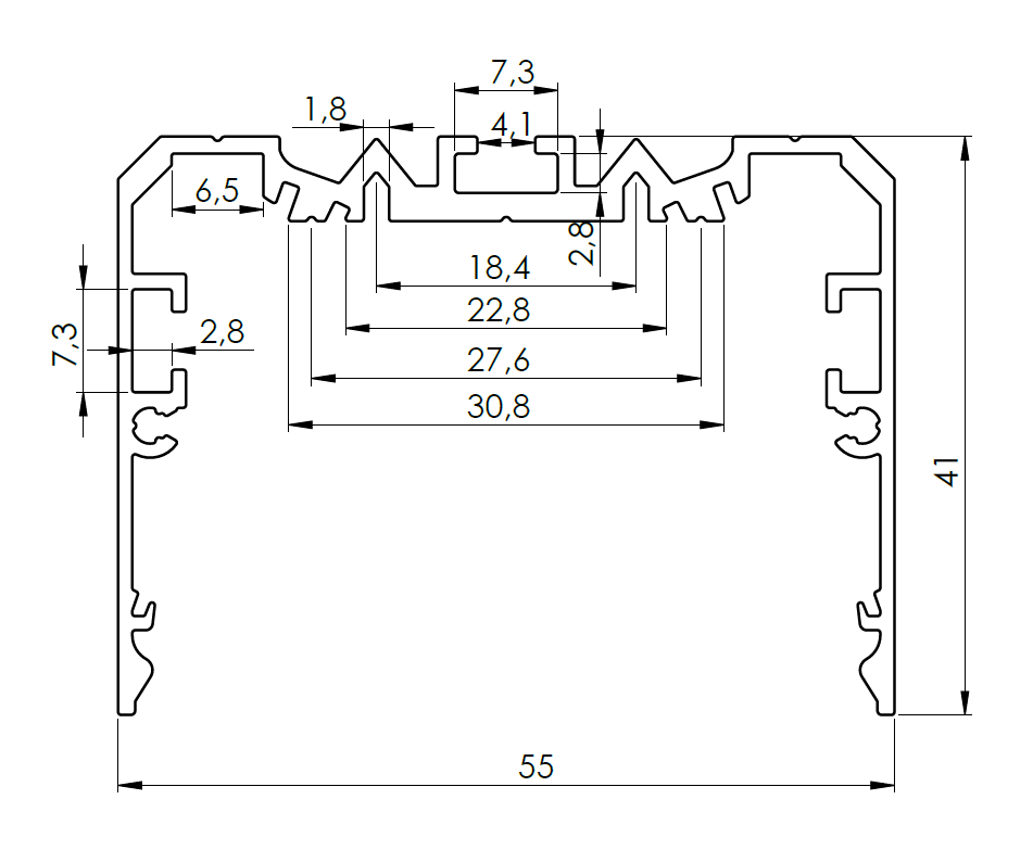 2" Wide Aluminum Linear LED Lighting Profile ~ Model PL55-FL - Wired4Signs USA - Buy LED lighting online