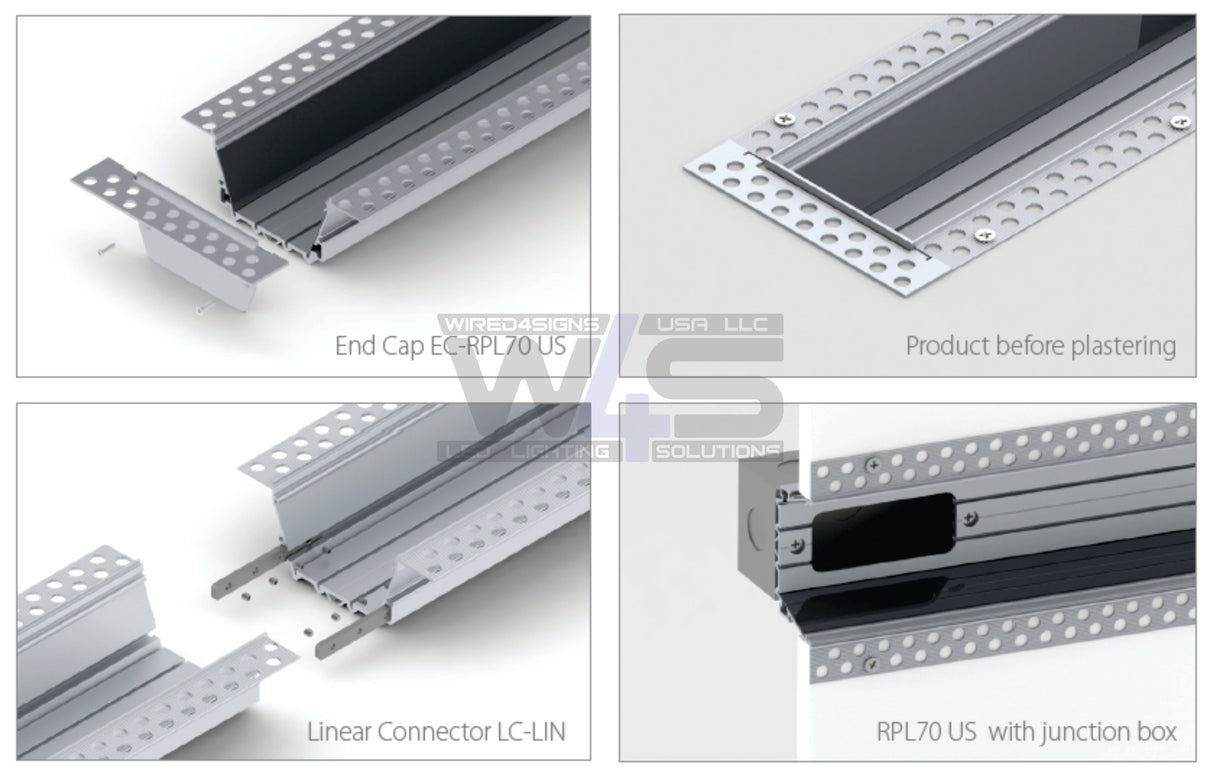 2.76" Large Plaster-in Trimless LED Drywall Channel ~ Model RPL70US - Wired4Signs USA - Buy LED lighting online
