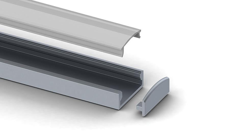 Aluminum end cap for SlimLine Wide 8mm LED profile, w/out cable hole - Wired4Signs USA - Buy LED lighting online