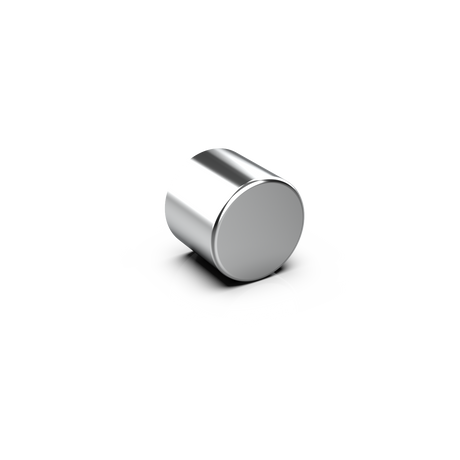 A sleek Aluminum End Cover for 1.50 Round Profiles sits on a white surface, its shiny metallic finish and modern design casting a soft reflection and subtle shadow underneath.
