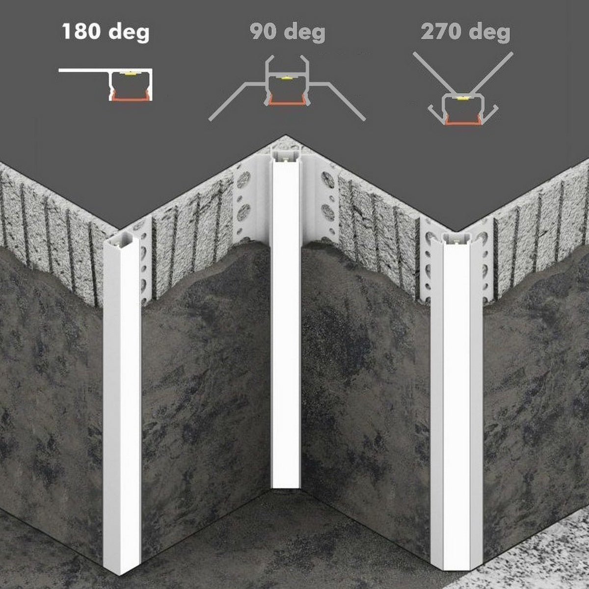 Tile Edge LED Strip Light Channel ~ Model Uni-Tile12 180Deg - Wired4Signs USA - Buy LED lighting online