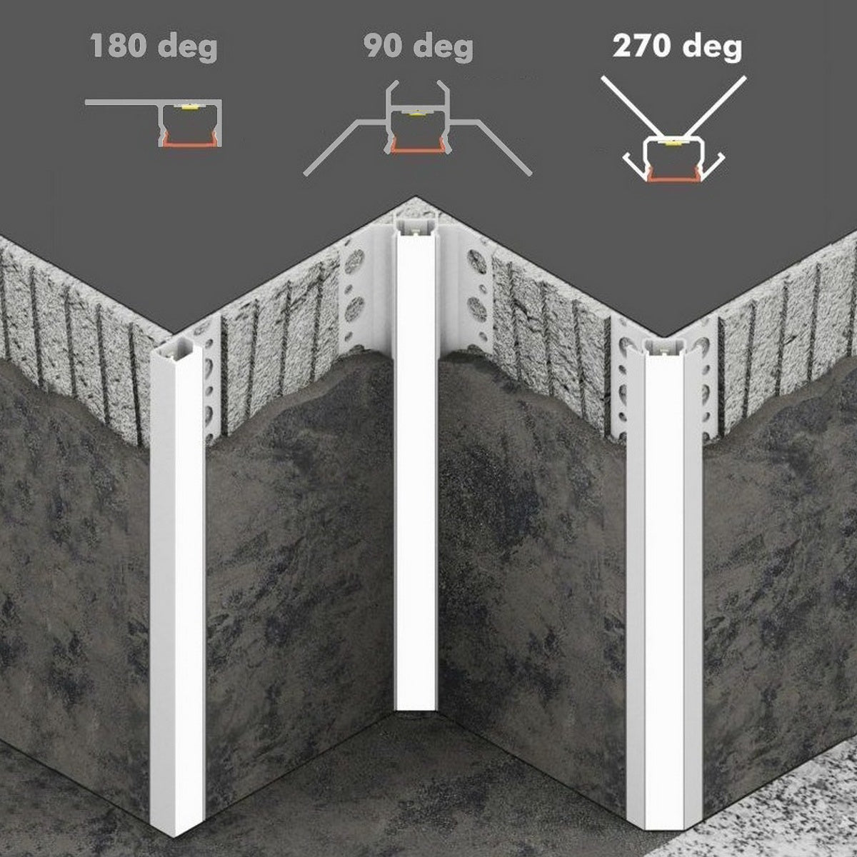 Tile Edge LED Strip Light Channel ~ Model Uni-Tile12 270Deg - Wired4Signs USA - Buy LED lighting online