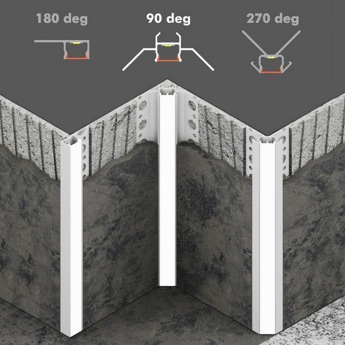 Tile Edge LED Strip Light Channel ~ Model Uni-Tile12 90Deg - Wired4Signs USA - Buy LED lighting online