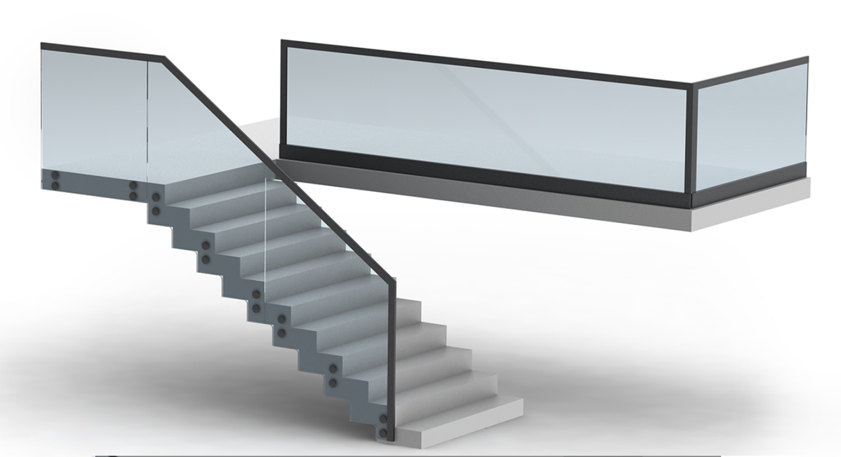 LED Glass Railing Edge-Lit LED Strip Channel ~ Model Alu-Glass - Wired4Signs USA - Buy LED lighting online
