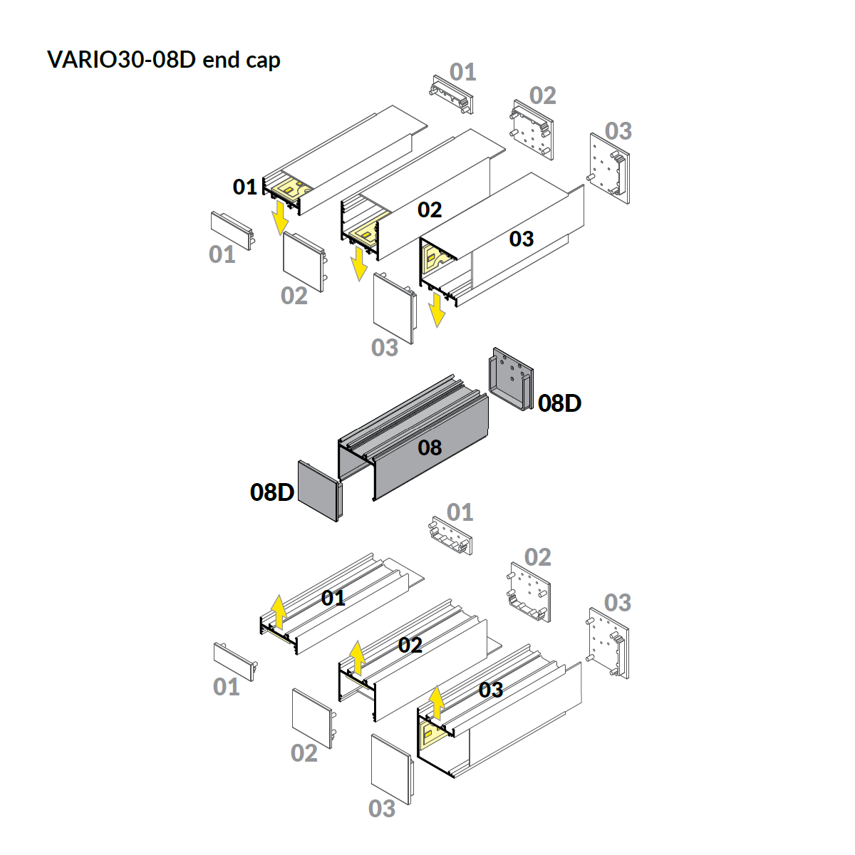 End Cap for Vario30-08 Profile in Double-Sided Applications - Wired4Signs USA - Buy LED lighting online