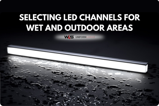 Choosing waterproof LED channels blog banner with title and waterproof LED light fixture