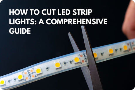 Scissors cutting an LED strip for the article blog banner