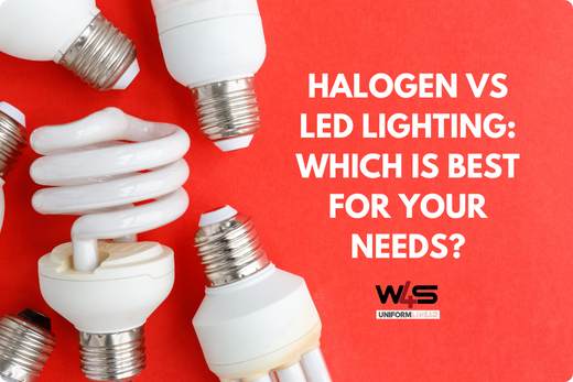 Halogen vs LED blog banner with bulbs and title