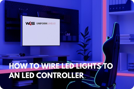 gaming room using colorful LED strips wired to controllers as the blog banner