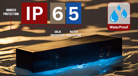 blog banner showing a waterproof LED PSU in water to demonstrate LED IP waterproof ratings