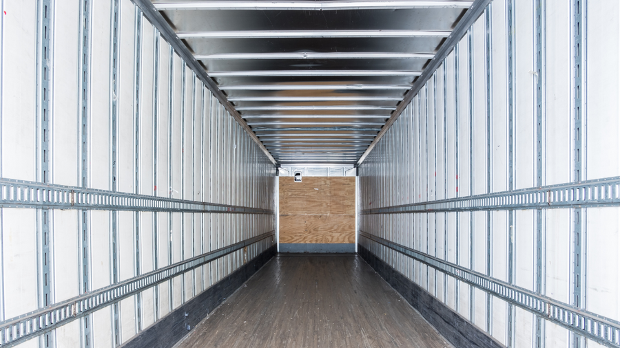 Interior of enclosed trailer suitable for linear LED lighting