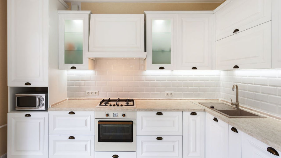 LED under-cabinet lighting in a modern kitchen