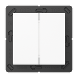 The Casambi 4-Channel Wireless Radio Transmitter (Model Jung BLE A 595) features two white rectangular rocker switches on a black frame labeled OBEN, TOP, and JUNG, and offers secure communication for enhanced safety.