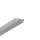 A section of the Surface Mount LED Strip Channel (Model Surface10) made from silver aluminum extrusion with a grooved profile and open channel, designed for mounting or structural use as an aluminum LED profile, shown on a white background.