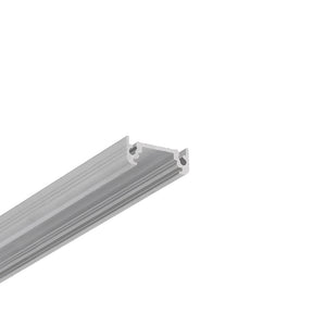 A section of the Surface Mount LED Strip Channel (Model Surface10) made from silver aluminum extrusion with a grooved profile and open channel, designed for mounting or structural use as an aluminum LED profile, shown on a white background.