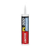 A tube of Loctite PL300 Foamboard Construction Adhesive with a pointed nozzle and multicolored labeling—perfect for securing foamboard as an insulation adhesive.