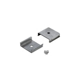 Two Mounting Clip U3 brackets, small and rectangular in shape, are designed for extruded aluminum installations as mounting clips. Each bracket features a central hole and a single adjacent screw, displayed on a white background. Perfect for Pixy20-01 applications.